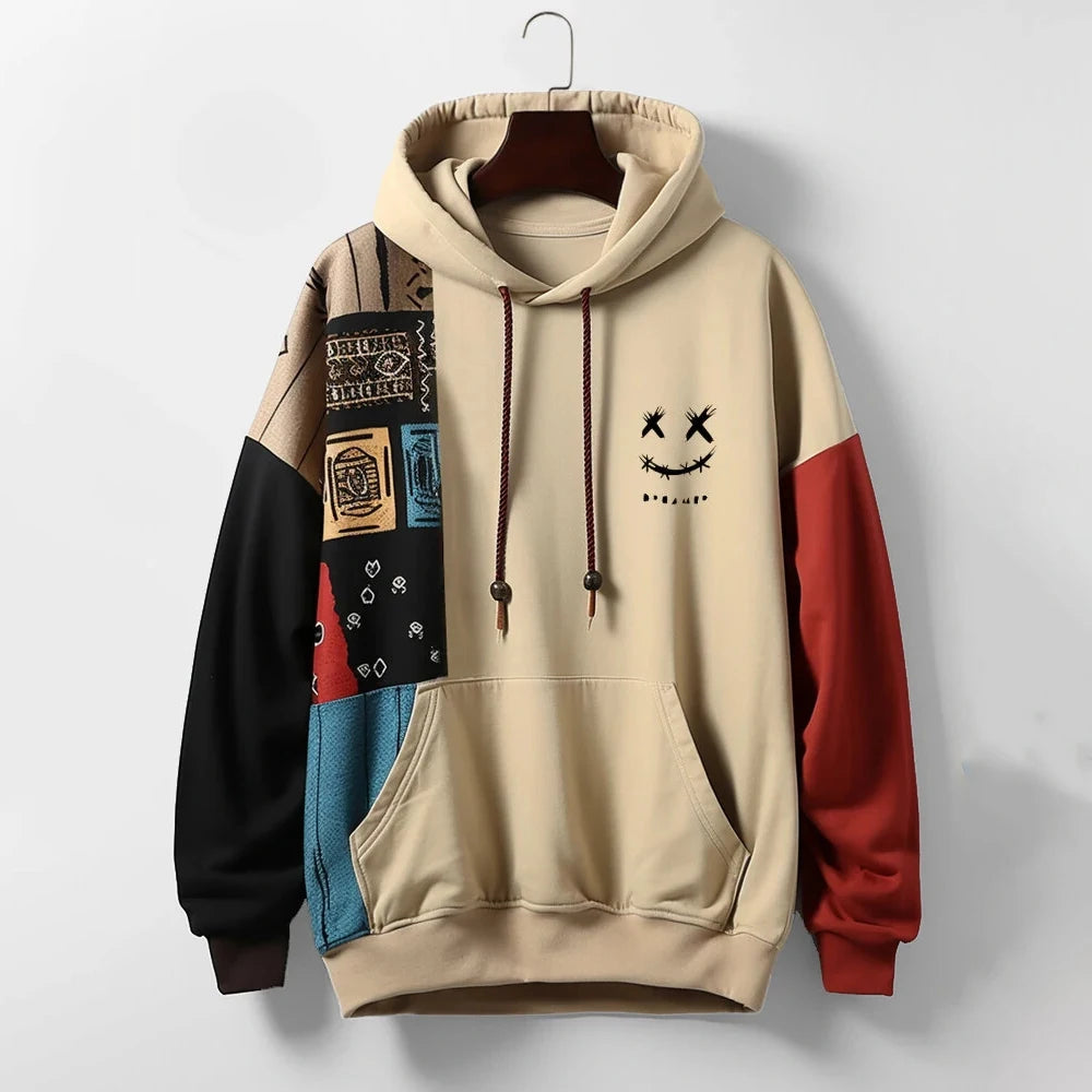 Men’s Vintage Cartoon Graphic Hoodie – Streetwear Pullover Sweatshirt