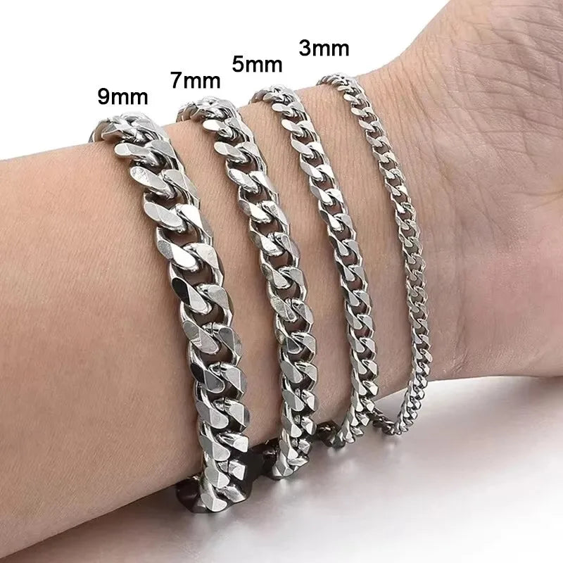 Classic Stainless Steel Cuban Chain Bracelet