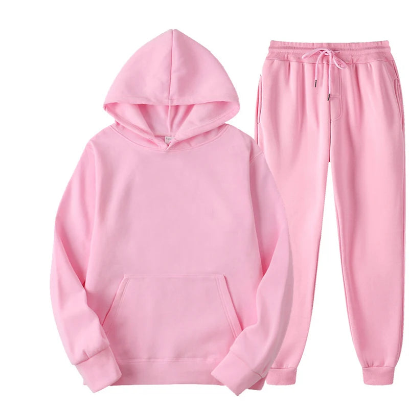 2PCS Unisex Sport Suit – Hooded Pullover & Sweatpants Set