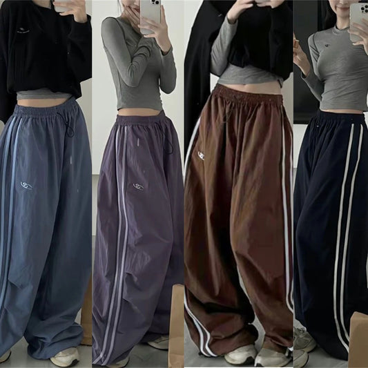 Women’s Y2K Vintage Cargo Sweatpants – Wide-Leg Hip-Hop Streetwear Trousers