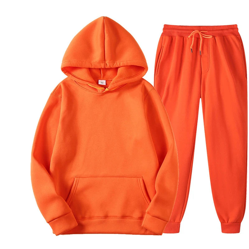 2PCS Unisex Sport Suit – Hooded Pullover & Sweatpants Set