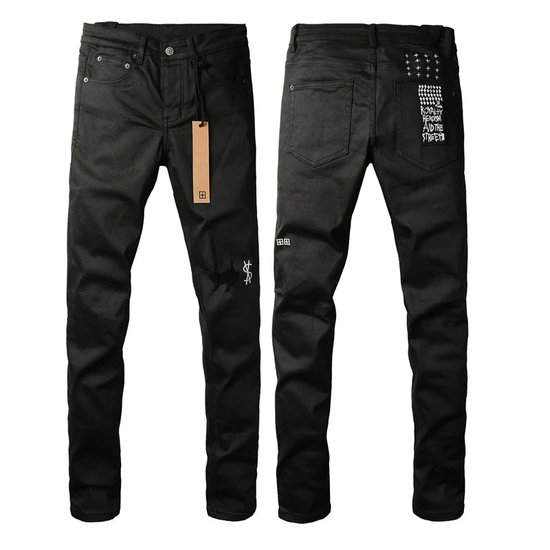 KSUBI Cross Men’s Low-Waist Ripped Skinny Jeans – American Streetwear with Metal Button Detail