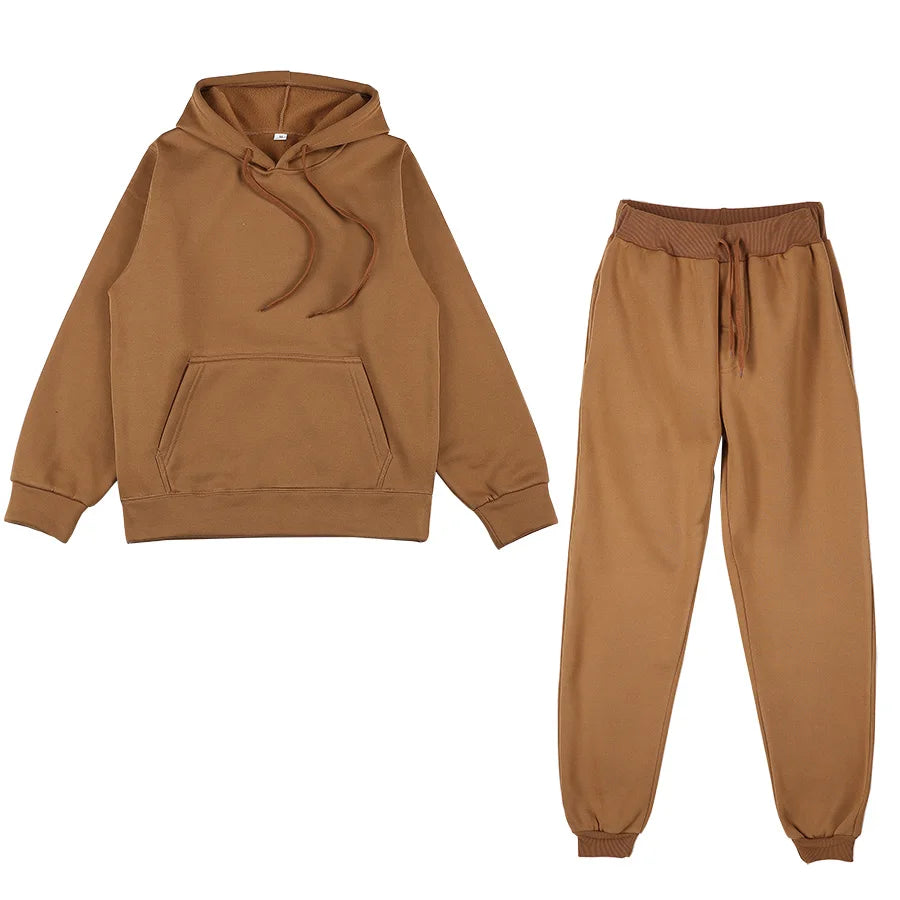 2PCS Unisex Sport Suit – Hooded Pullover & Sweatpants Set