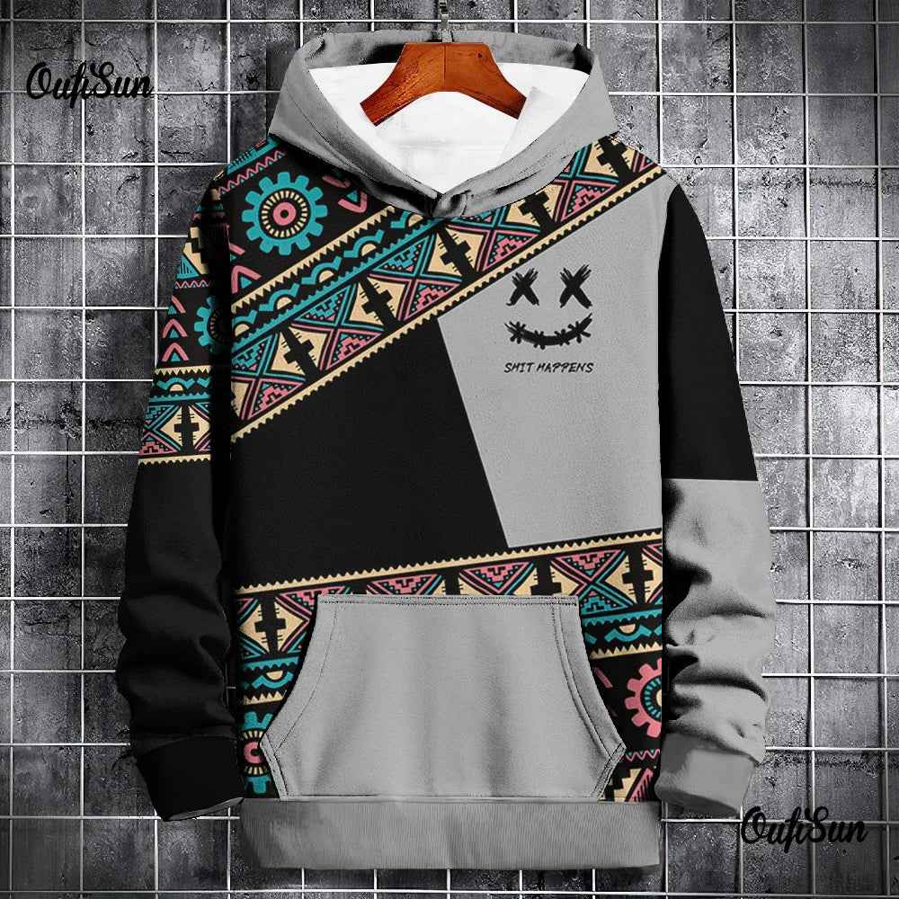 Men’s Vintage Cartoon Graphic Hoodie – Streetwear Pullover Sweatshirt