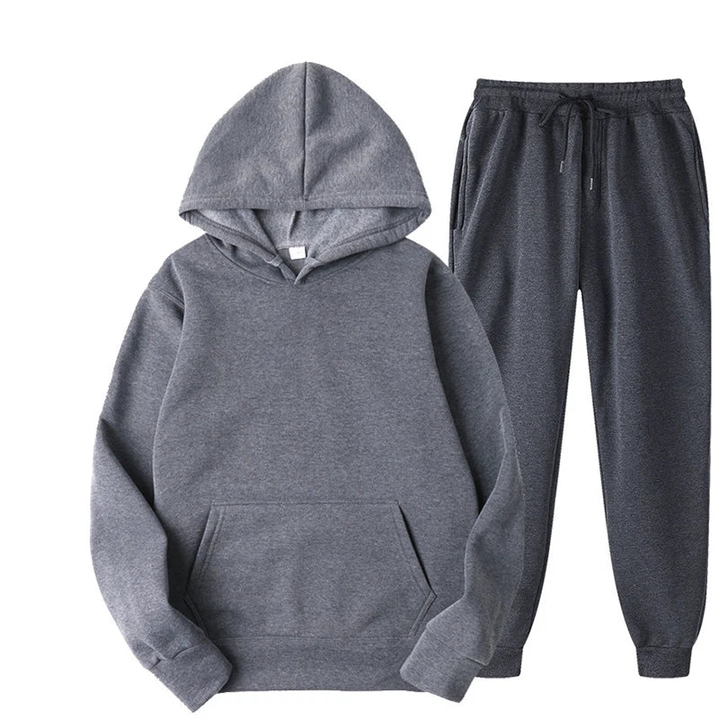 2PCS Unisex Sport Suit – Hooded Pullover & Sweatpants Set