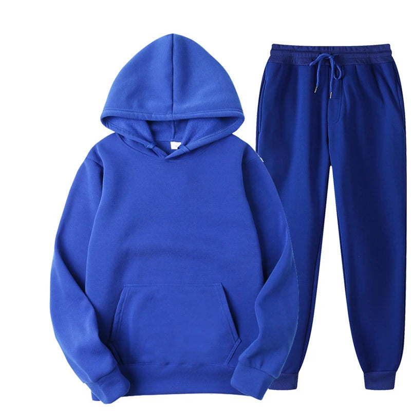 2PCS Unisex Sport Suit – Hooded Pullover & Sweatpants Set