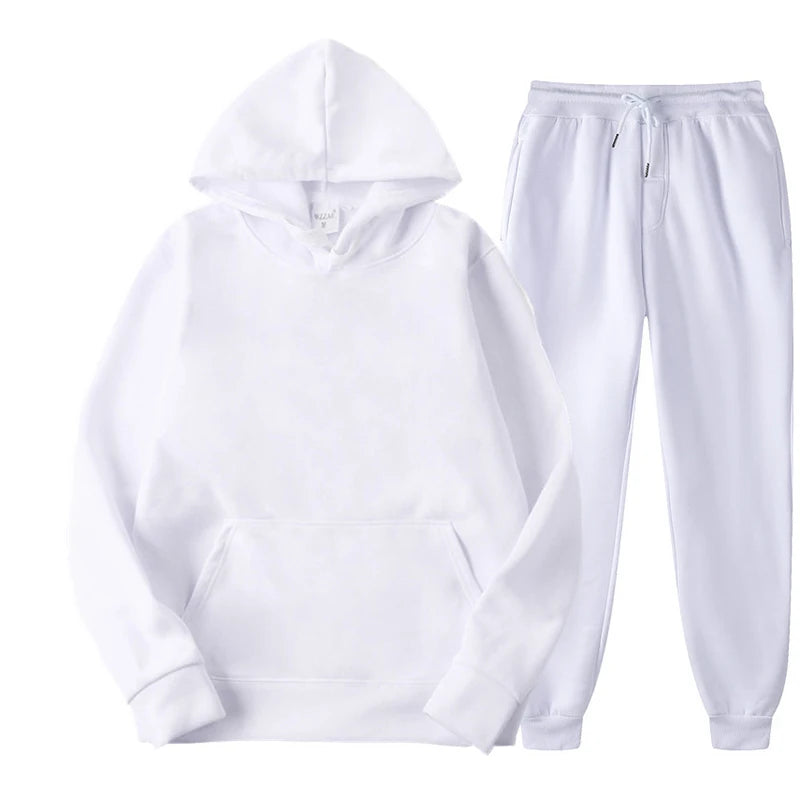 2PCS Unisex Sport Suit – Hooded Pullover & Sweatpants Set