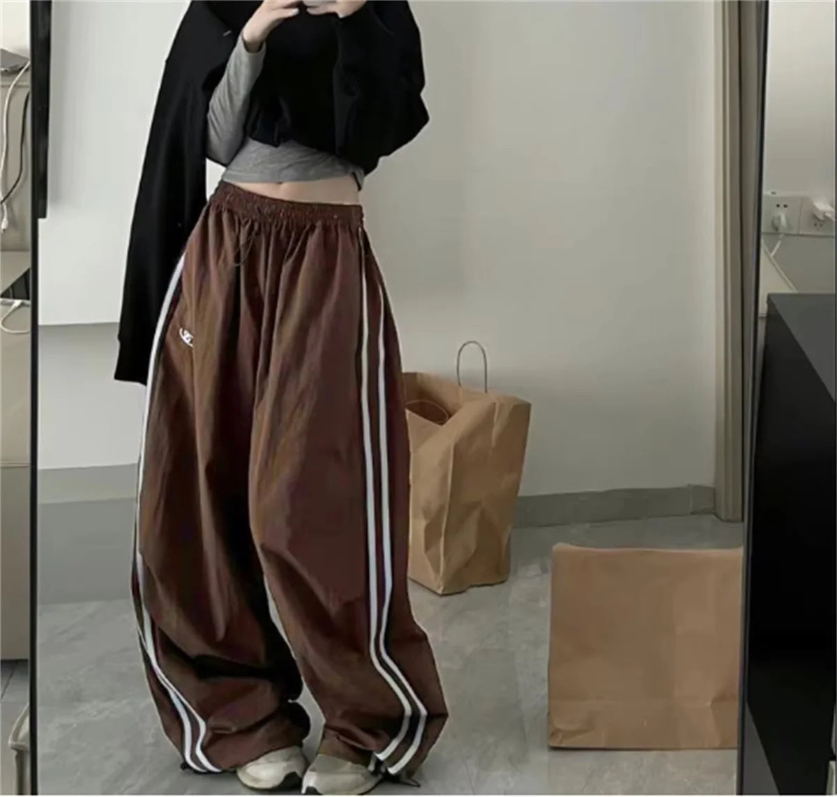 Women’s Y2K Vintage Cargo Sweatpants – Wide-Leg Hip-Hop Streetwear Trousers