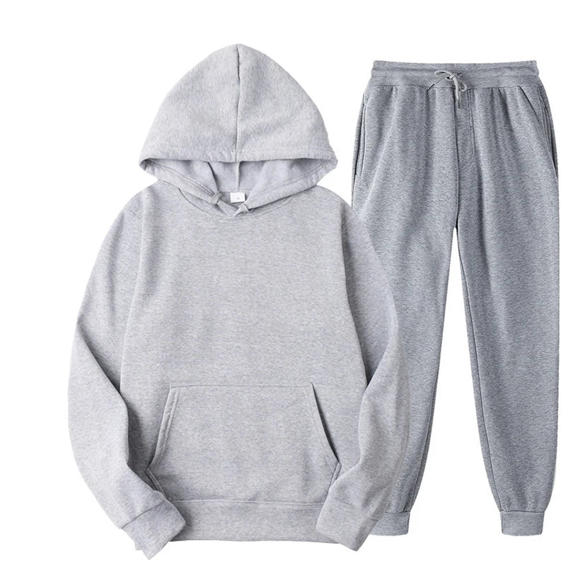 2PCS Unisex Sport Suit – Hooded Pullover & Sweatpants Set