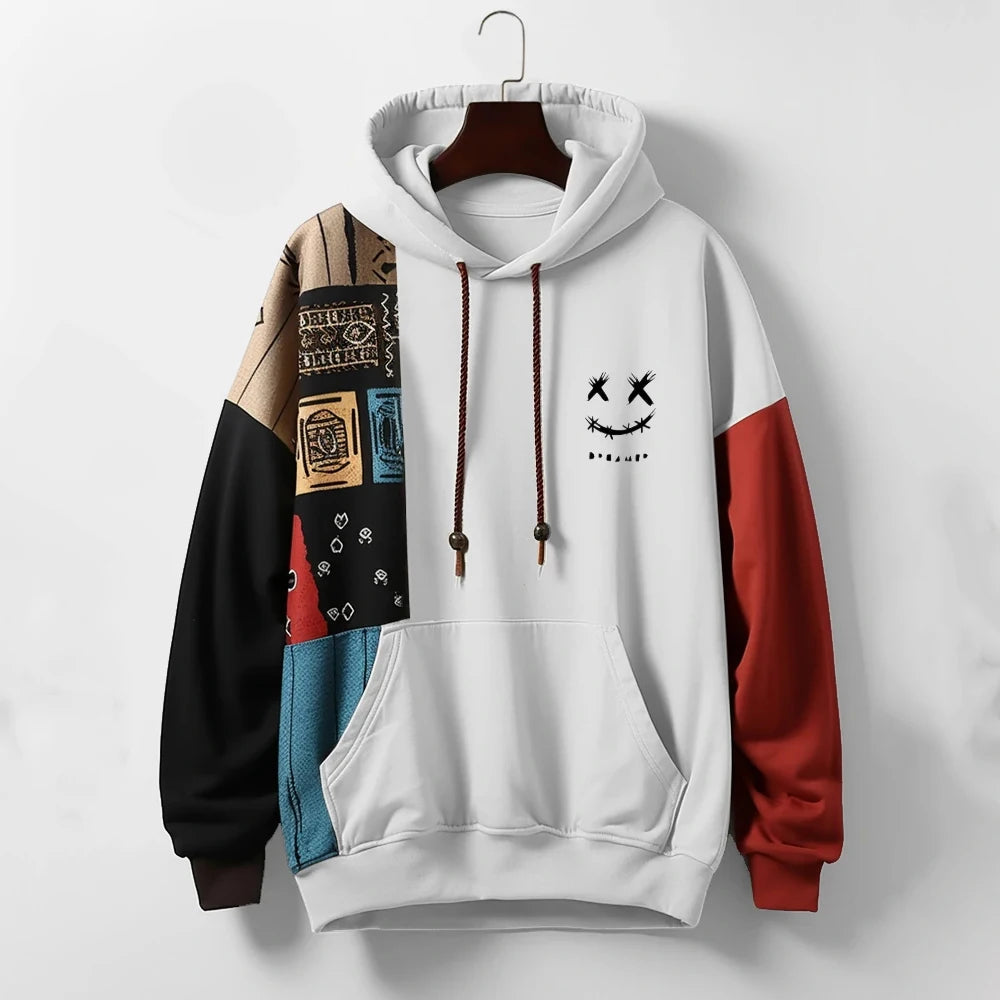 Men’s Vintage Cartoon Graphic Hoodie – Streetwear Pullover Sweatshirt