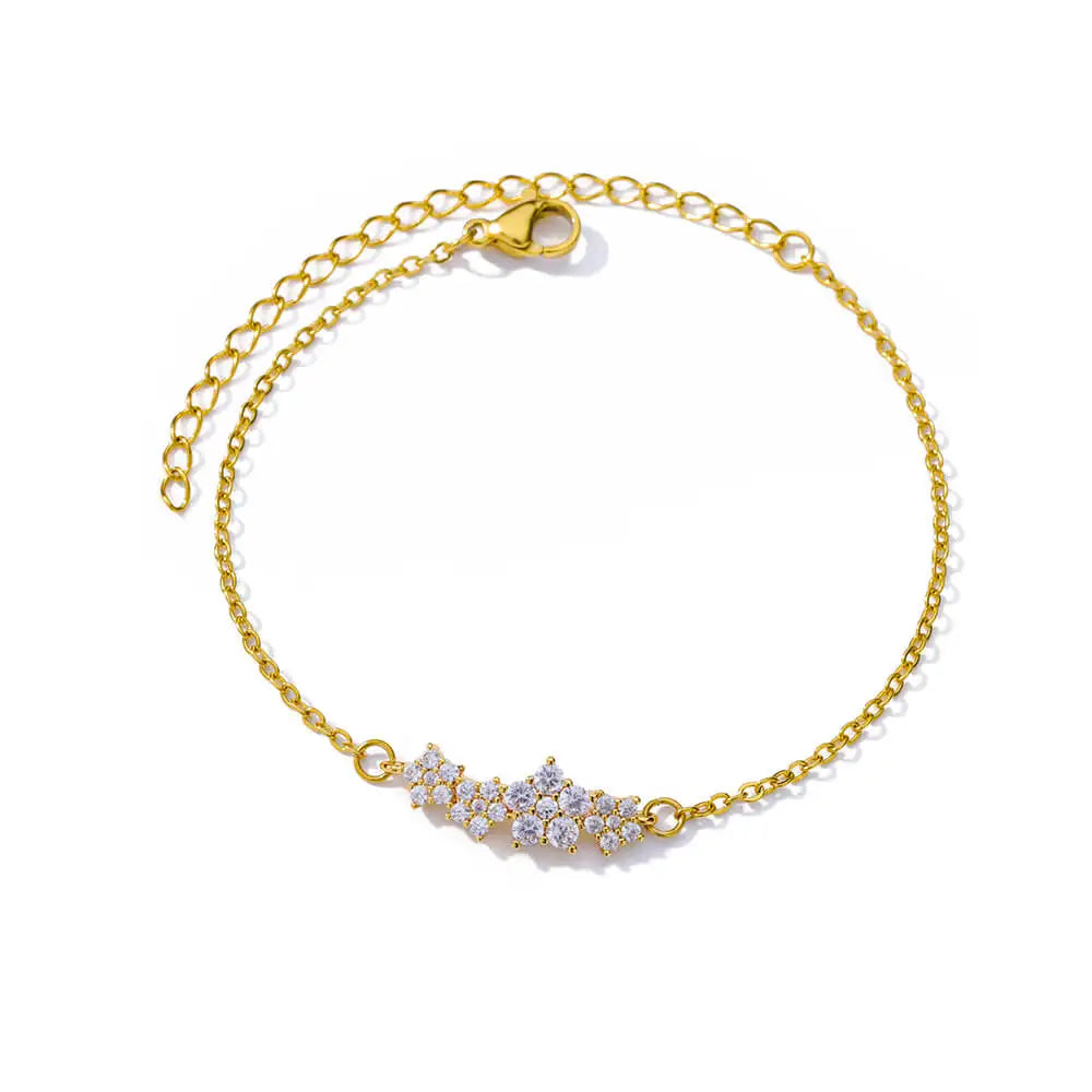 "Golden Bloom" Zircon Flower Bracelet – Luxury Floral Elegance