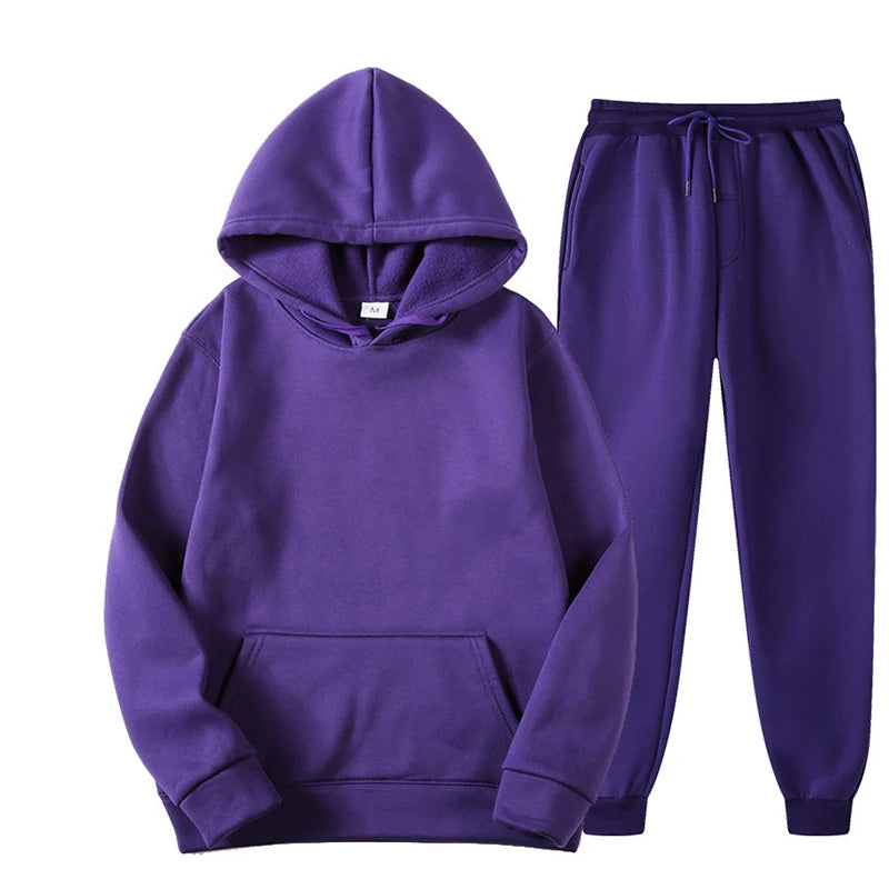 2PCS Unisex Sport Suit – Hooded Pullover & Sweatpants Set