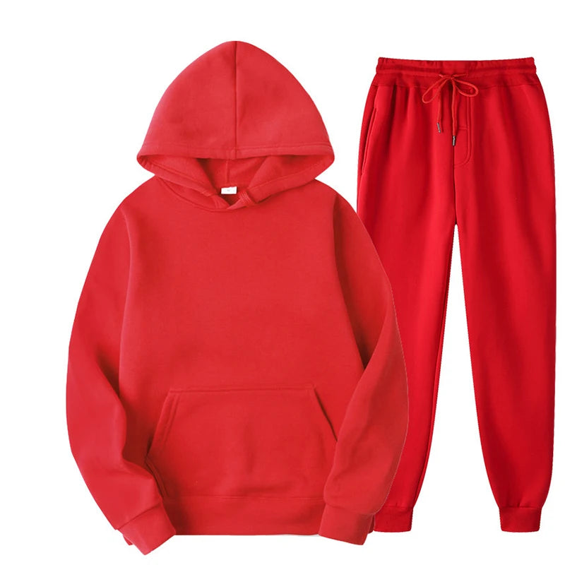 2PCS Unisex Sport Suit – Hooded Pullover & Sweatpants Set