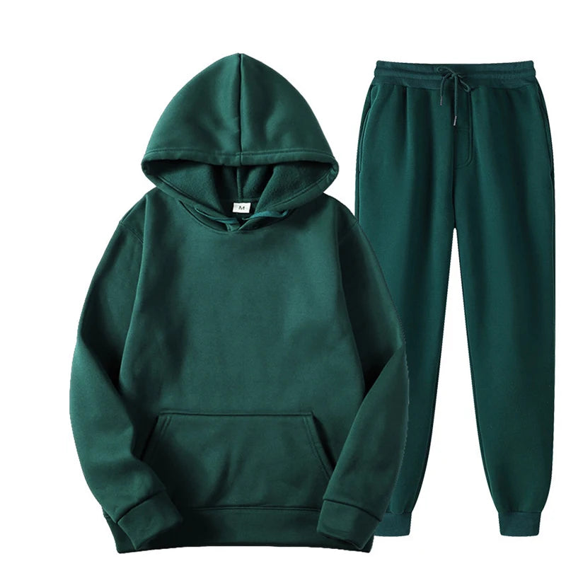 2PCS Unisex Sport Suit – Hooded Pullover & Sweatpants Set