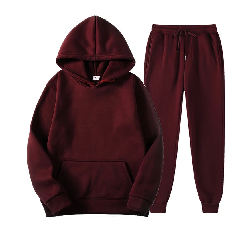 2PCS Unisex Sport Suit – Hooded Pullover & Sweatpants Set