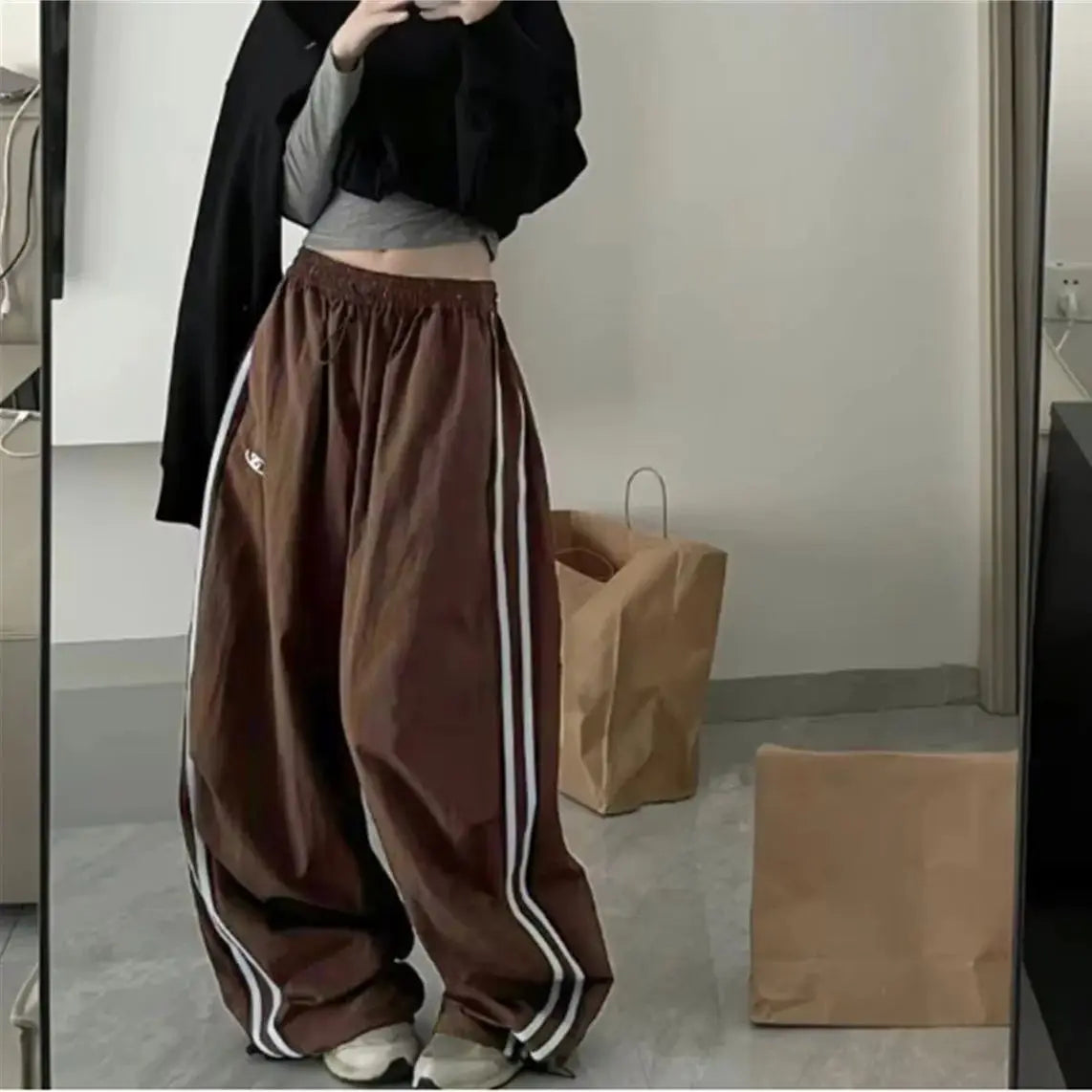 Women’s Y2K Vintage Cargo Sweatpants – Wide-Leg Hip-Hop Streetwear Trousers